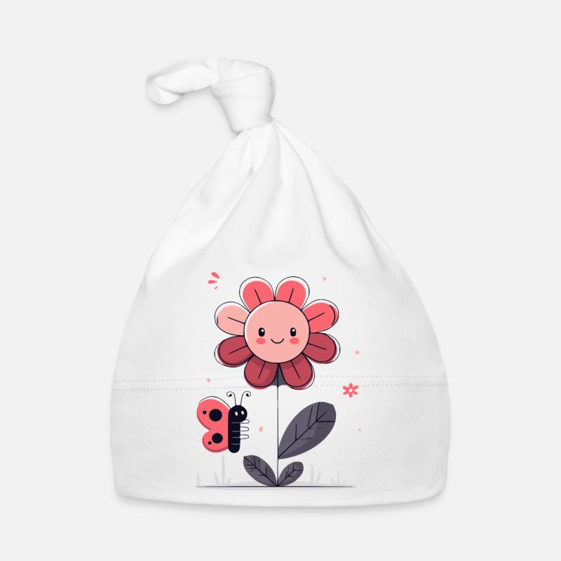 Flower with butterfly Organic Baby Cap