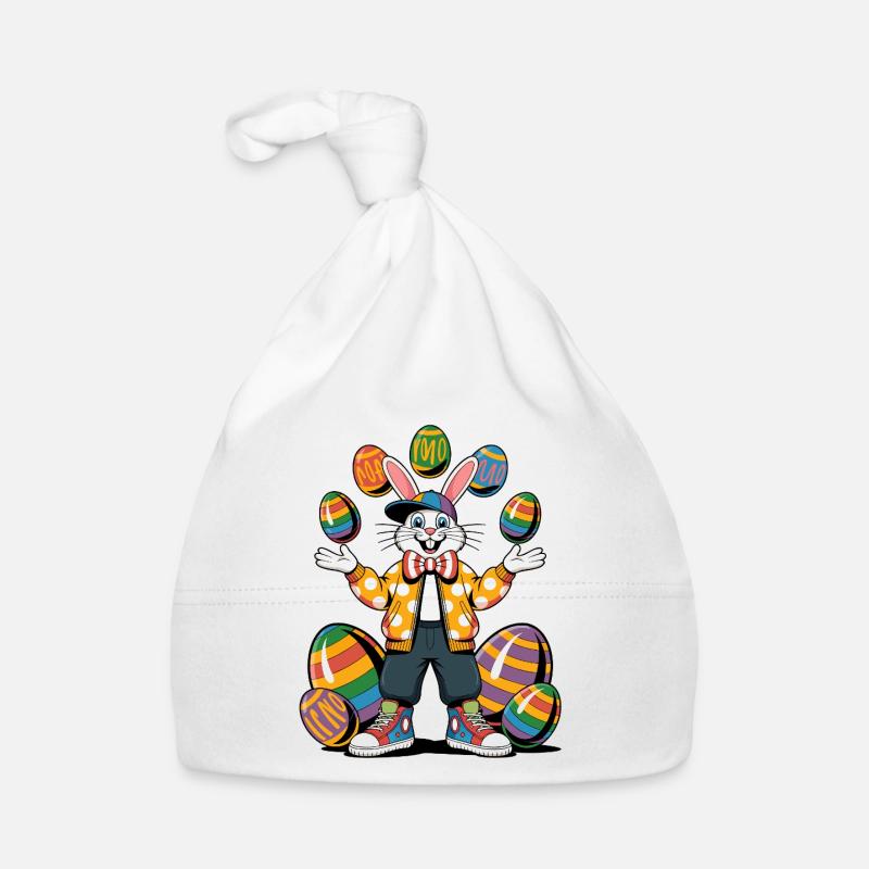 Colorful Easter bunny with egg wreath Organic Baby Cap