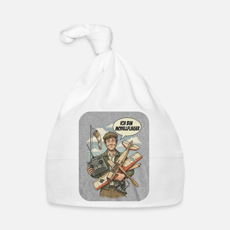 Modèle réduit d’avion dans un style vintage - Bonnet bio Bébé - blanc