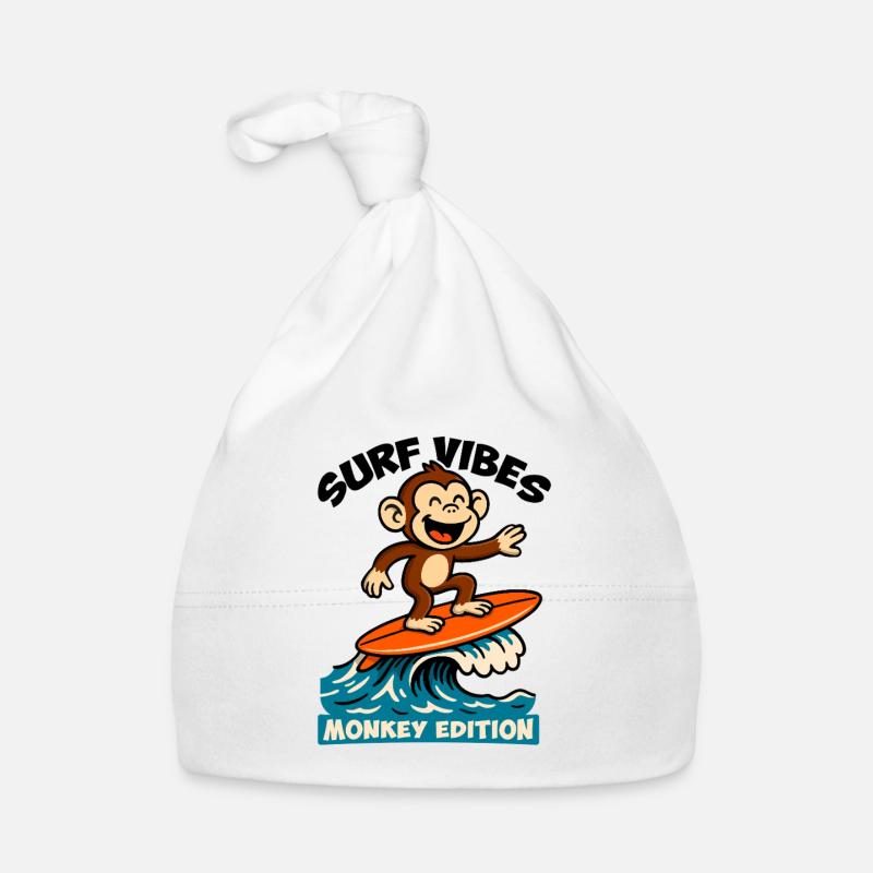 Surf Vibes, monkey edition. Happy surfing monkey Organic Baby Cap