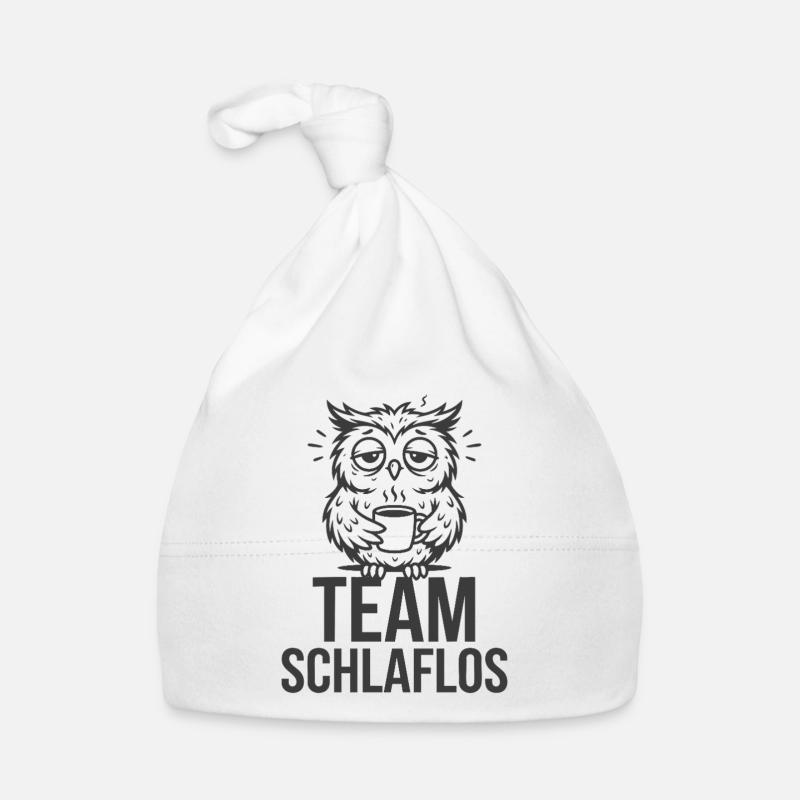 Team Schlaflos – Müde Eule Baby Bio-Mütze
