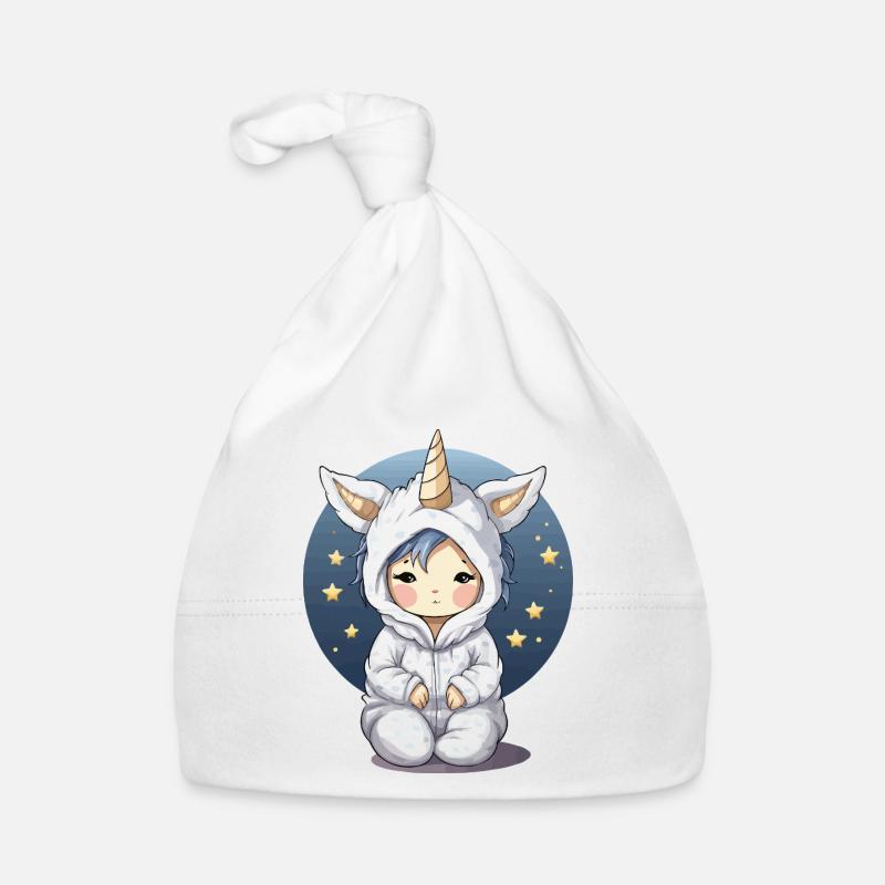 Kuhicorn Cuddly Figure in Starry Night Pullover Hoodie Organic Baby Cap