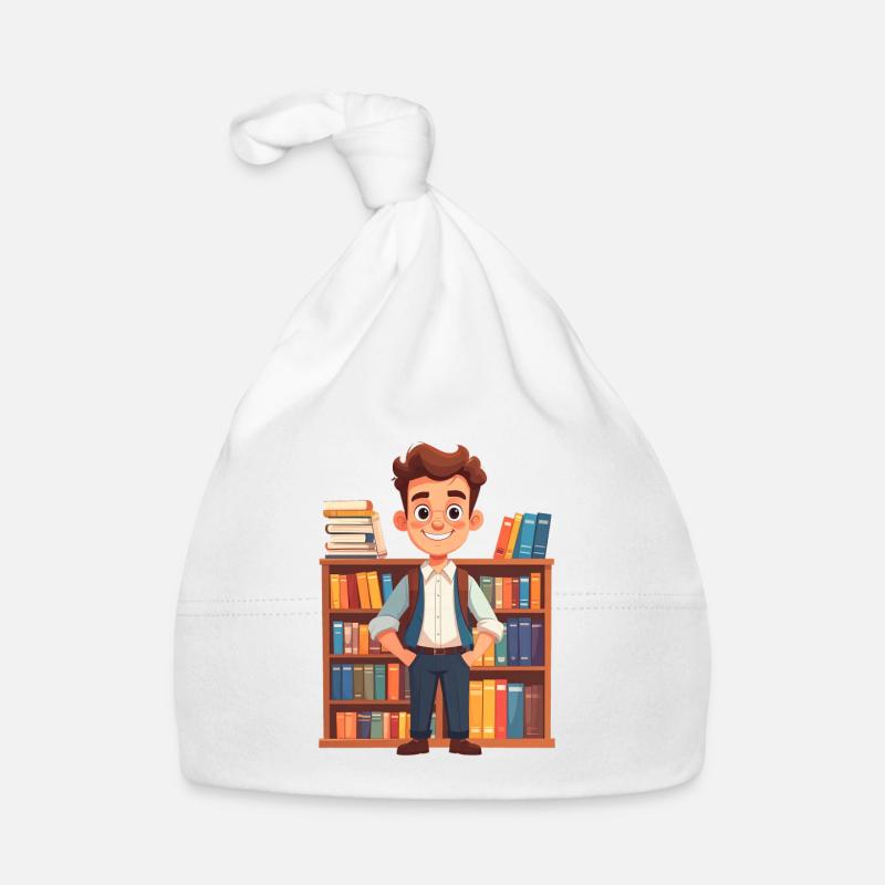 Bibliothécaire devant une étagère Bonnet bio Bébé