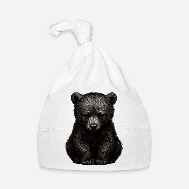 Dunkler Bärenjunge im Sitzen Baby Bio-Mütze