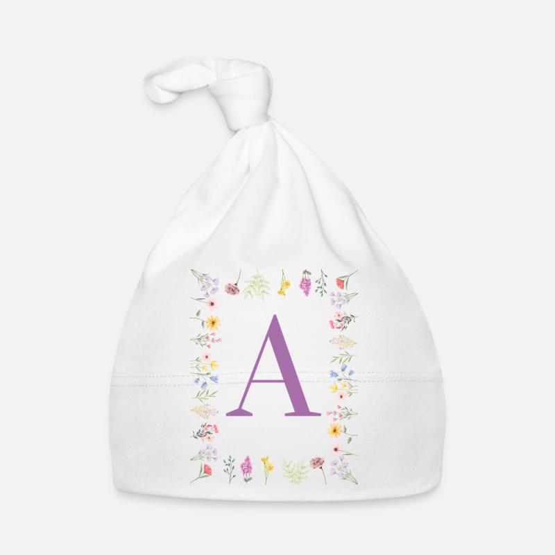 Initiale florale Bonnet bio Bébé