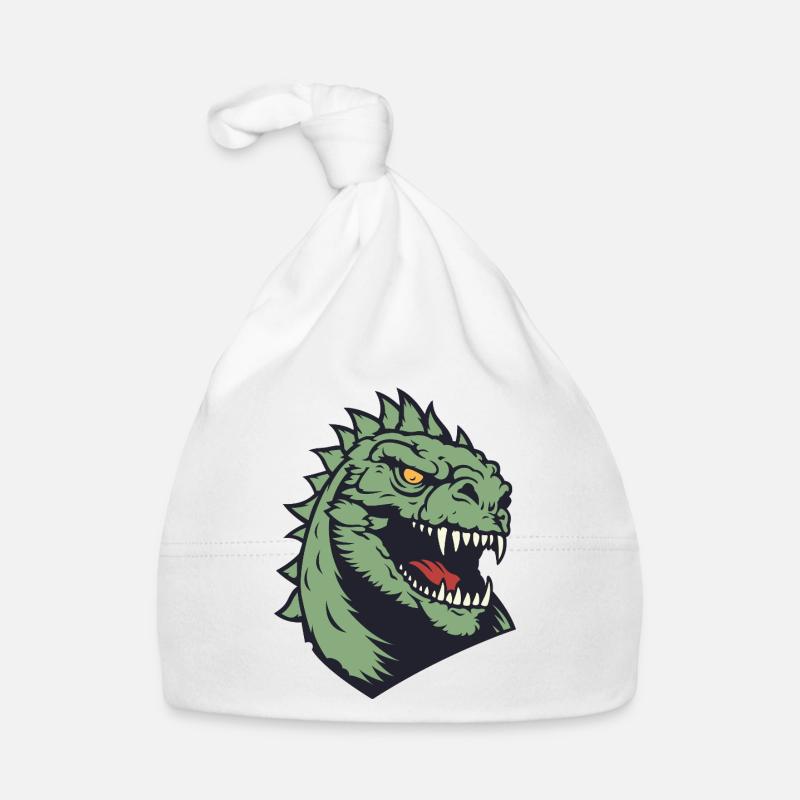 Green Dino Head Illustration Organic Baby Cap