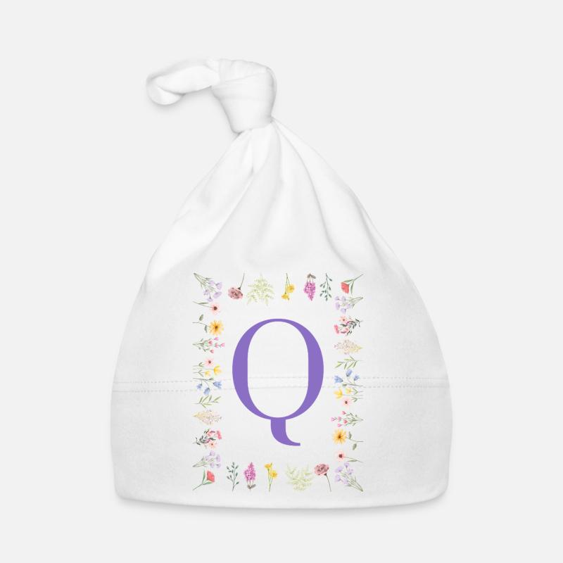 Monogramm "Q", florale Initialen Baby Bio-Mütze