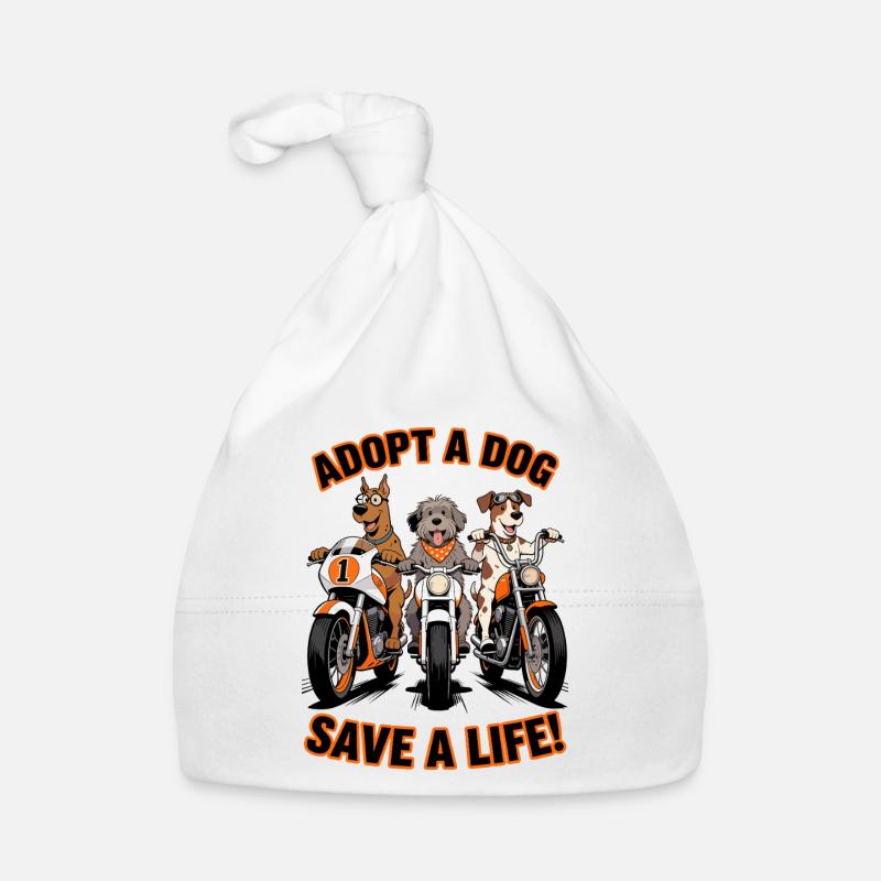 Adoptiere einen Hund - Rette ein Leben! Motorrad Baby Bio-Mütze