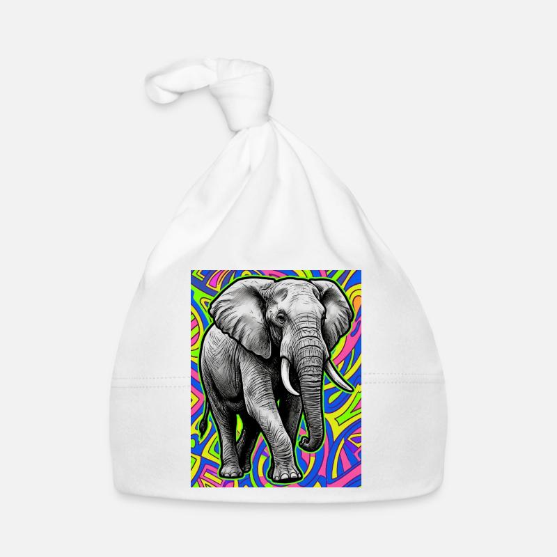 éléphant - Bonnet bio Bébé - blanc