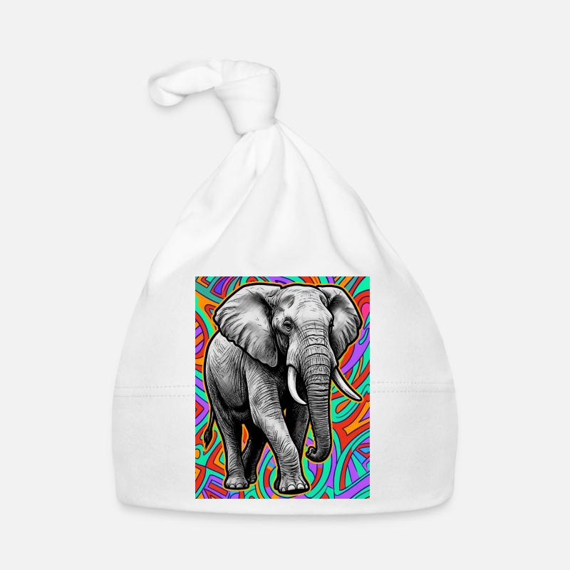 éléphant - Bonnet bio Bébé - blanc
