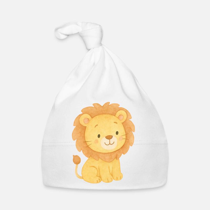 Mignon petit lion à  l’aquarelle Bonnet bio Bébé