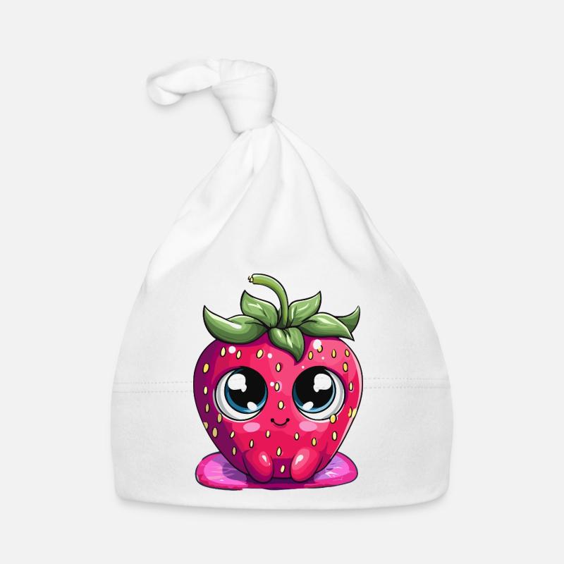 Kawaii Erdbeer Gesichterfratz Baby Bio-Mütze