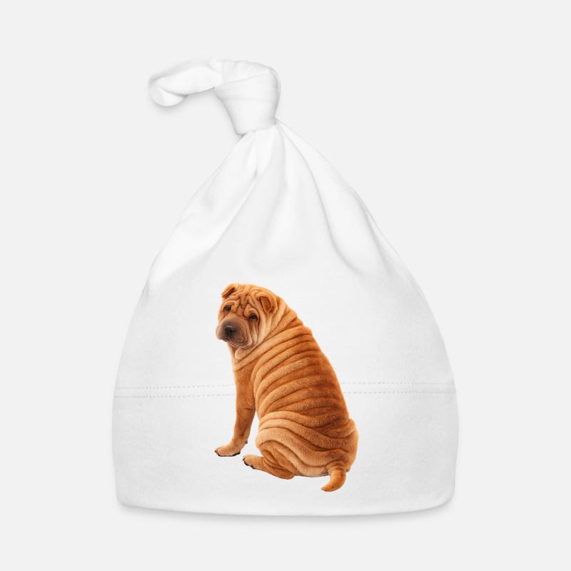 Shar Pei assis Bonnet bio Bébé