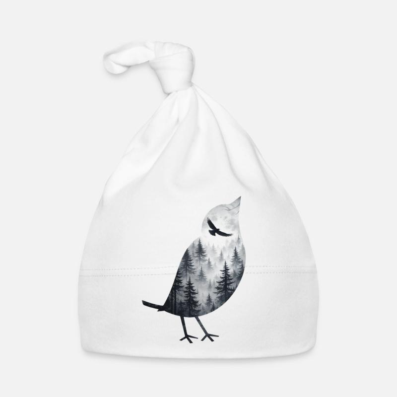 Oiseau dans la brume de la forêt Bonnet bio Bébé