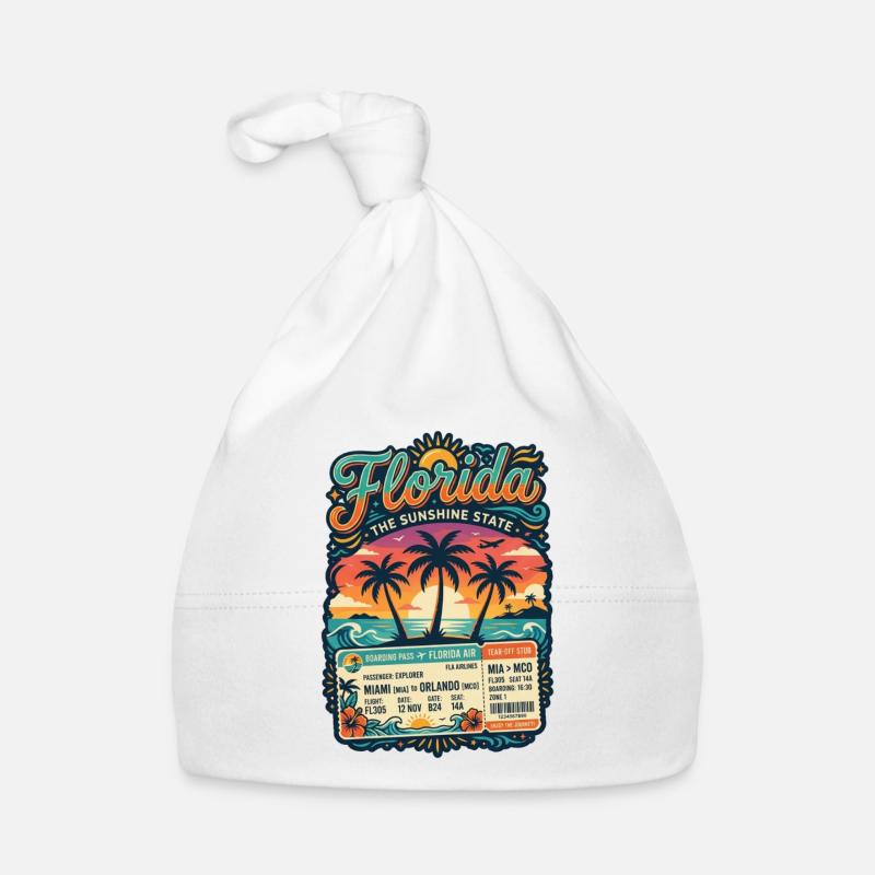 Florida Sunshine State – Boarding Pass Reise-Desig Baby Bio-Mütze