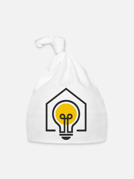 Electrician House Light Bulb Motif - Organic Baby Cap - white - Front