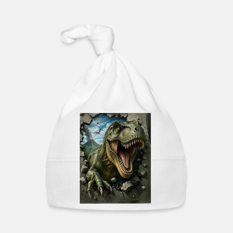 T-Rex eruption from rock face Organic Baby Cap