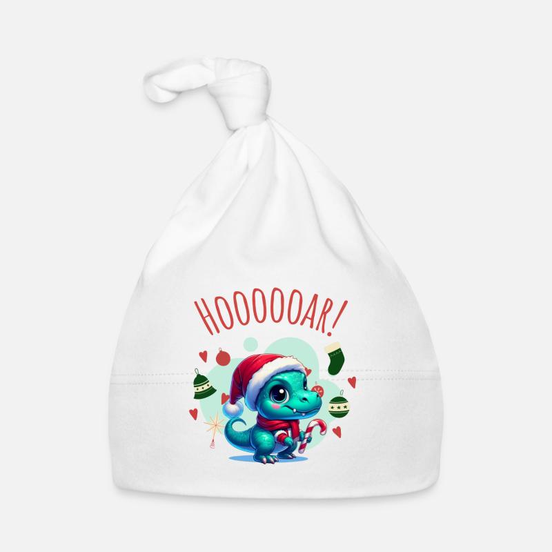 T-rex bébé de noel design pour pull moche Bonnet bio Bébé