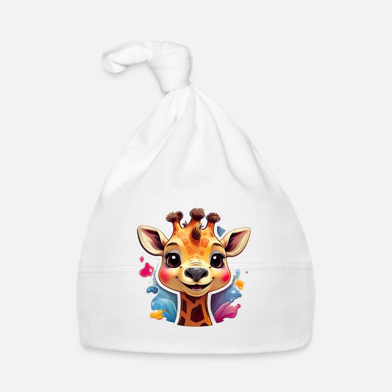 Mode & plus « Girafe » 🦒 - Bonnet bio Bébé - blanc