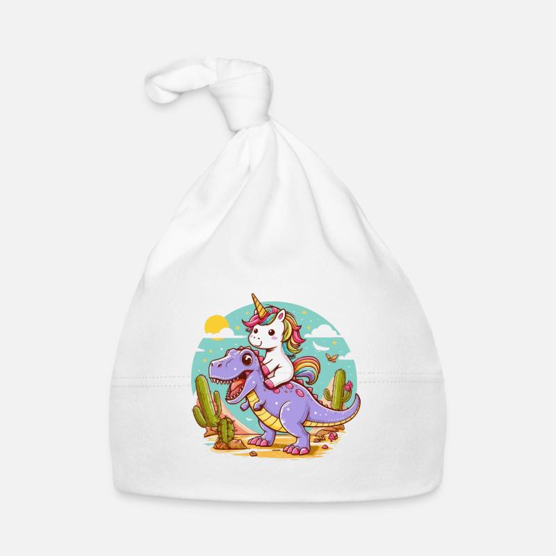 Einhorn auf einem Dinosaurier Baby Bio-Mütze