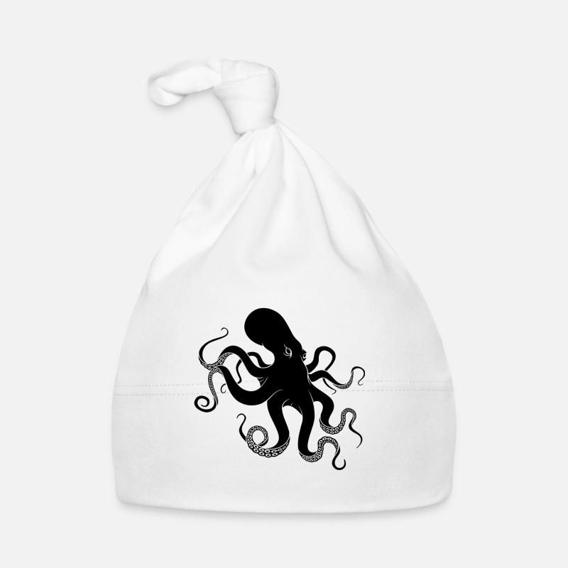 Black Octopus Organic Baby Cap