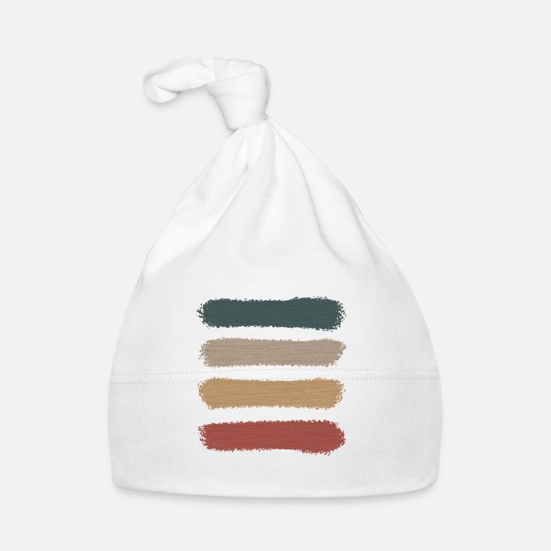 Rayures rétro vintage « Red Sunrise » - Bonnet bio Bébé - blanc