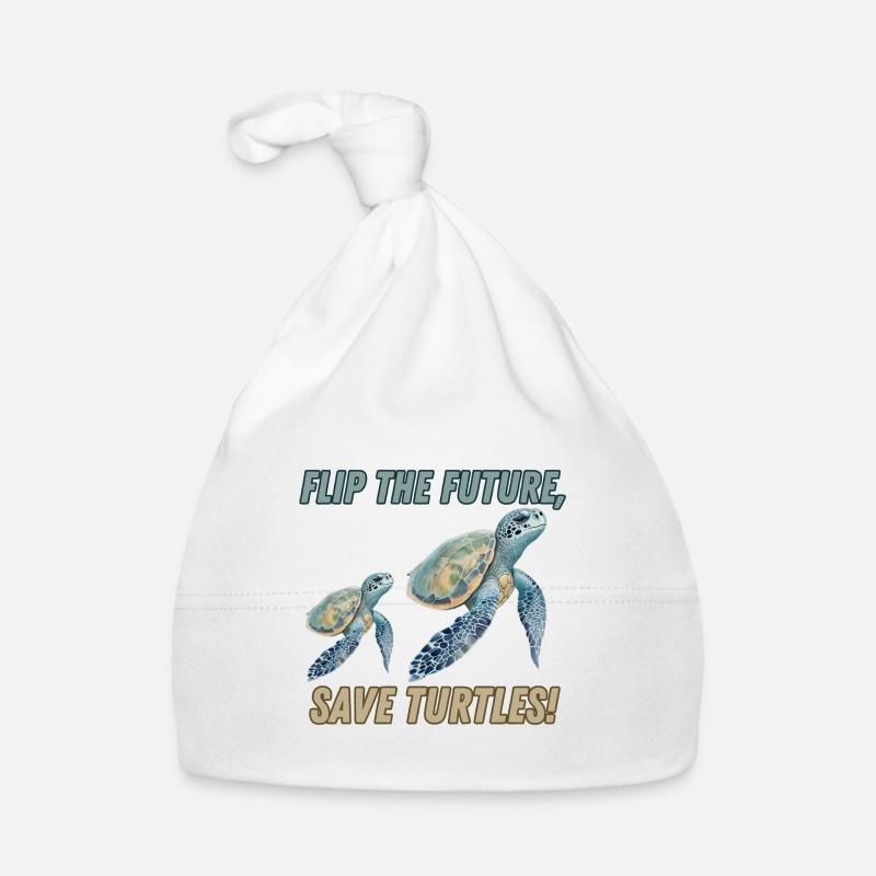 flip the future, save turtles! - Organic Baby Cap - white