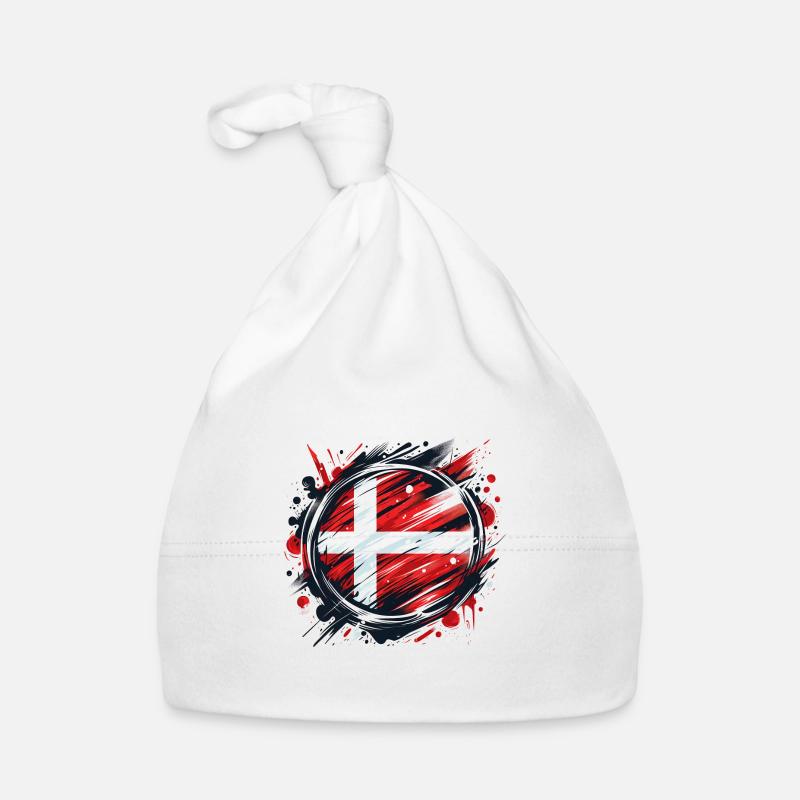 Drapeau du Danemark Dänemark - Bonnet bio Bébé - blanc