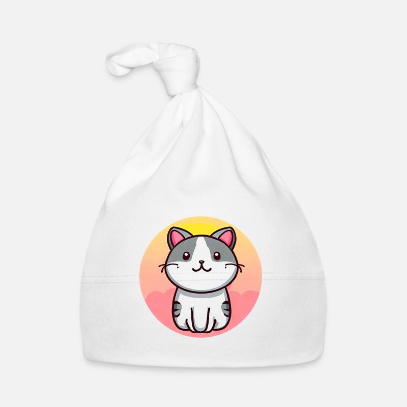 Cute cat in sunset Organic Baby Cap