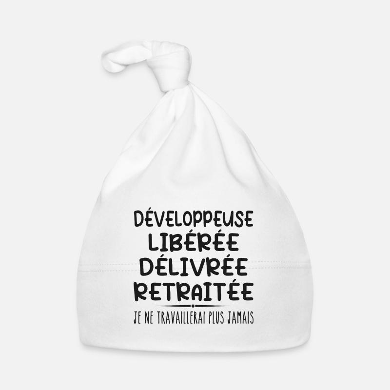 Développeuse célèbre sa retraite avec humour Bonnet bio Bébé