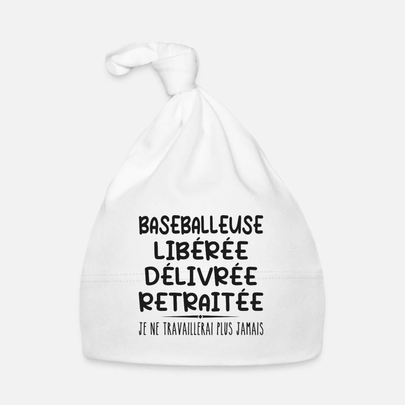 Baseballeuse célèbre sa retraite avec humour cadea Bonnet bio Bébé