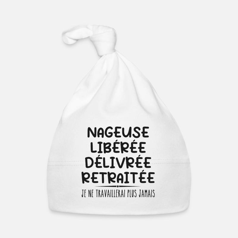 Nageuse célèbre sa retraite avec humour cadeau - Bonnet bio Bébé - blanc
