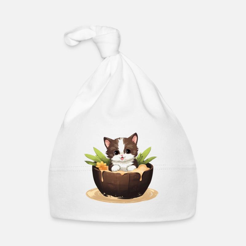 Chat avec noix de , design d’été mignon Bonnet bio Bébé