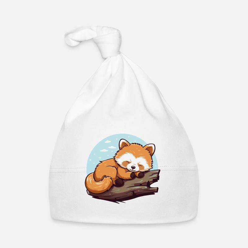 Sleeping Red Panda on Branch Organic Baby Cap