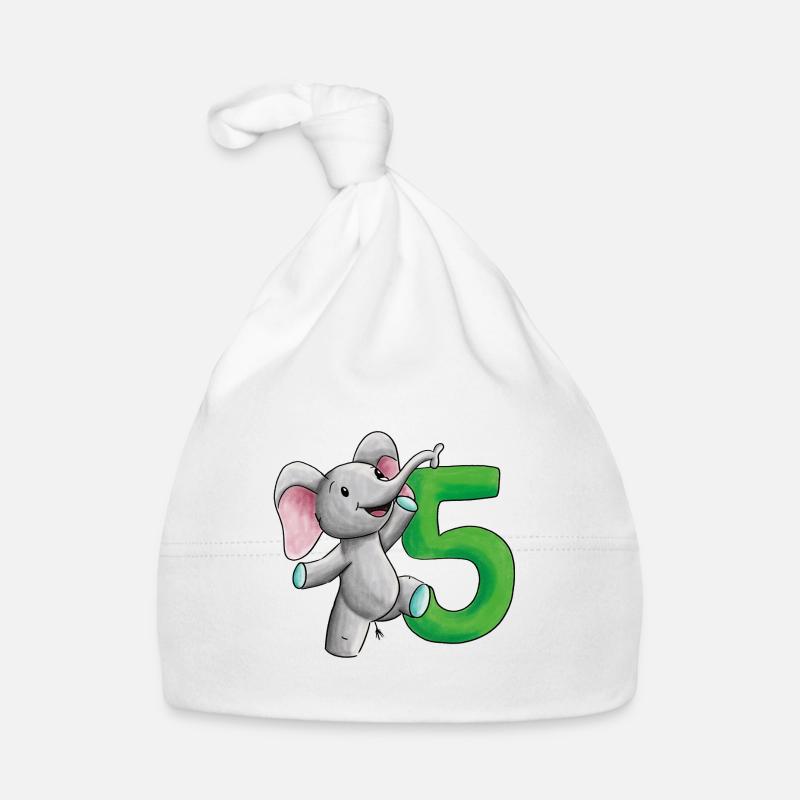 5th Birthday Elephant Organic Baby Cap