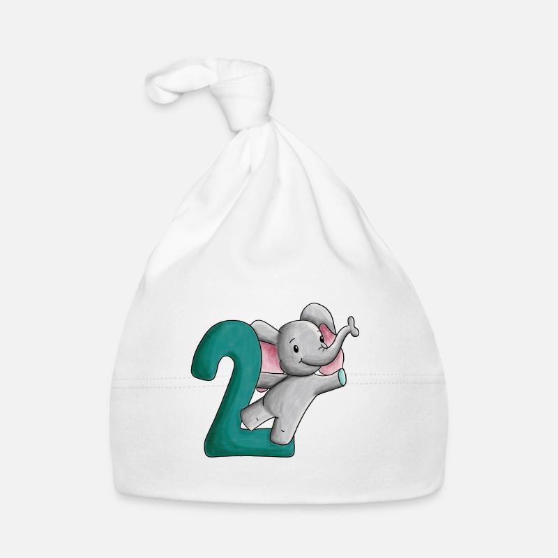 2nd Birthday Elephant Organic Baby Cap