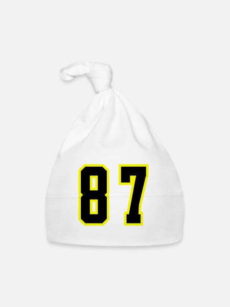 87 Number Leotard - Organic Baby Cap - white - Front