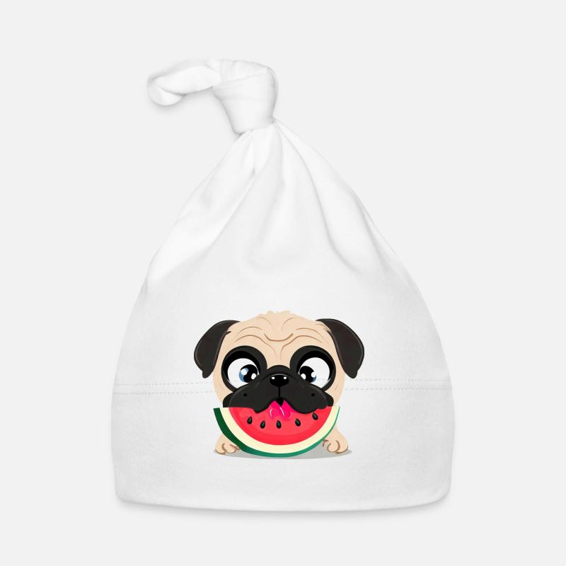 Carlin à la pastèque, Fruity Dog Design Bonnet bio Bébé