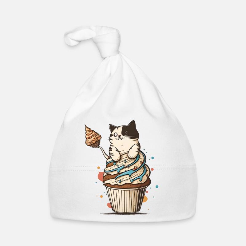 Cupcake Katze - Baby Bio-Mütze - Weiß