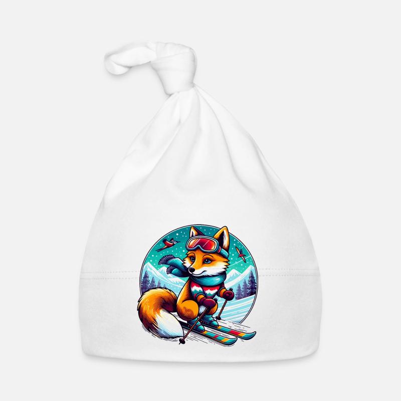 Fox with skis Organic Baby Cap