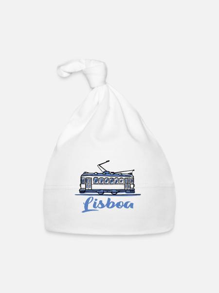Lisbon - Lisboa - Organic Baby Cap - white - Front