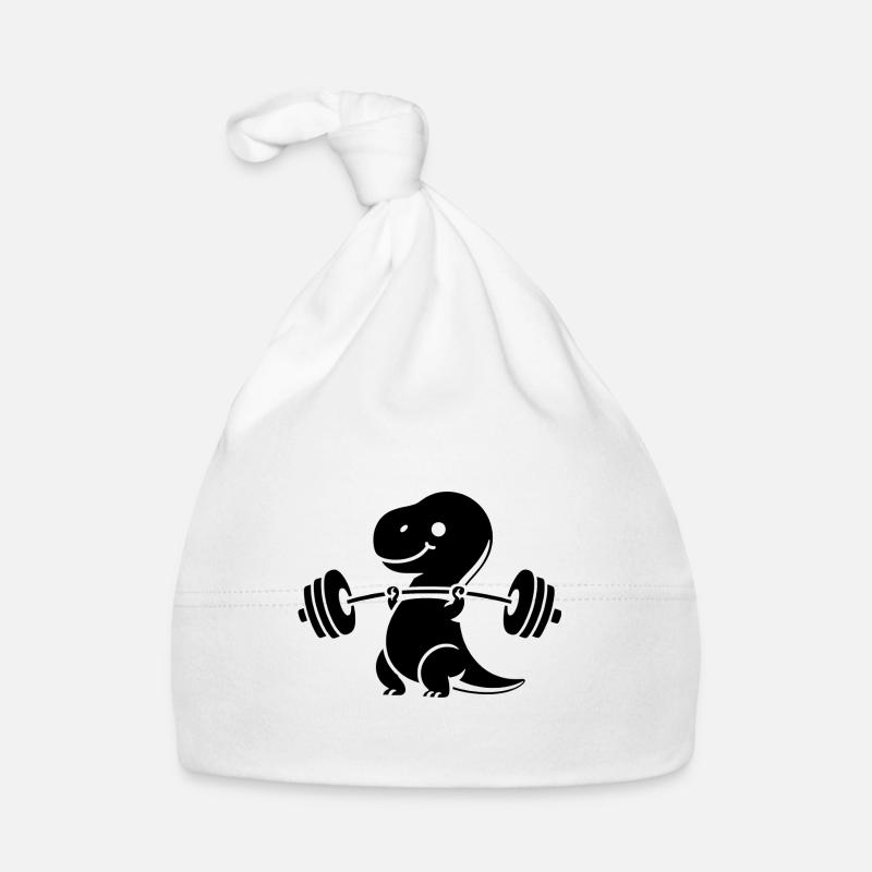T-Rex with Dumbbell Workout Organic Baby Cap