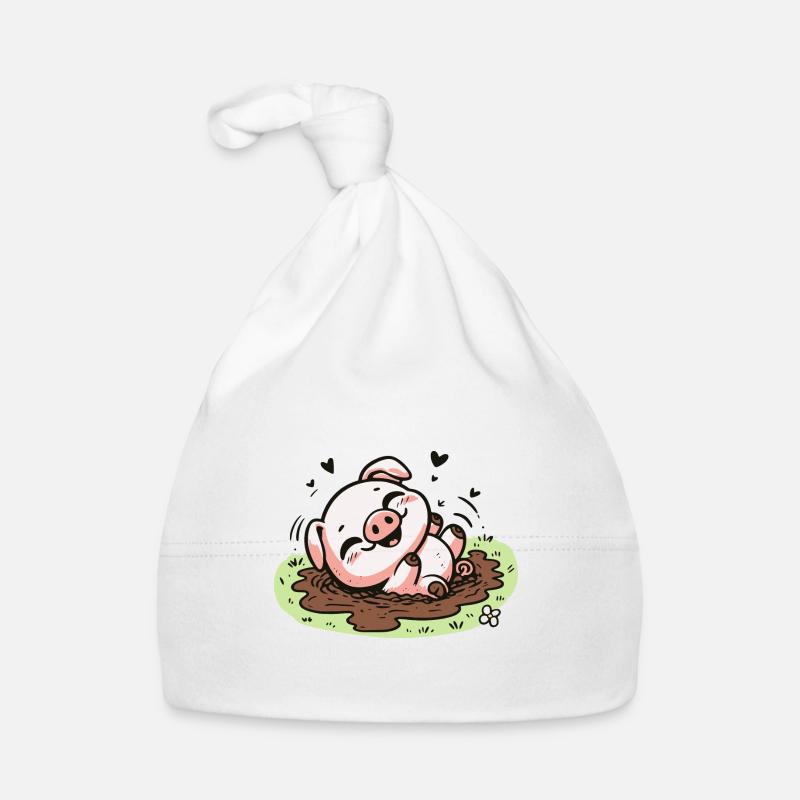 Cochon mignon dans la boue Bonnet bio Bébé