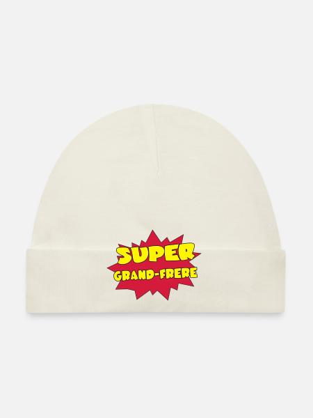 Super GRAND-FRERE - Bonnet bio Bébé - blanc - Devant