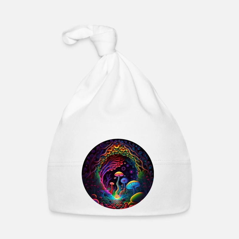 Magic Mushroom Forest - Neon Abstract Art Organic Baby Cap