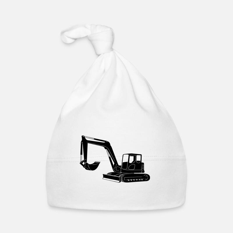 Excavator Driver Silhouette - Construction Equipment Operator Organic Baby Cap