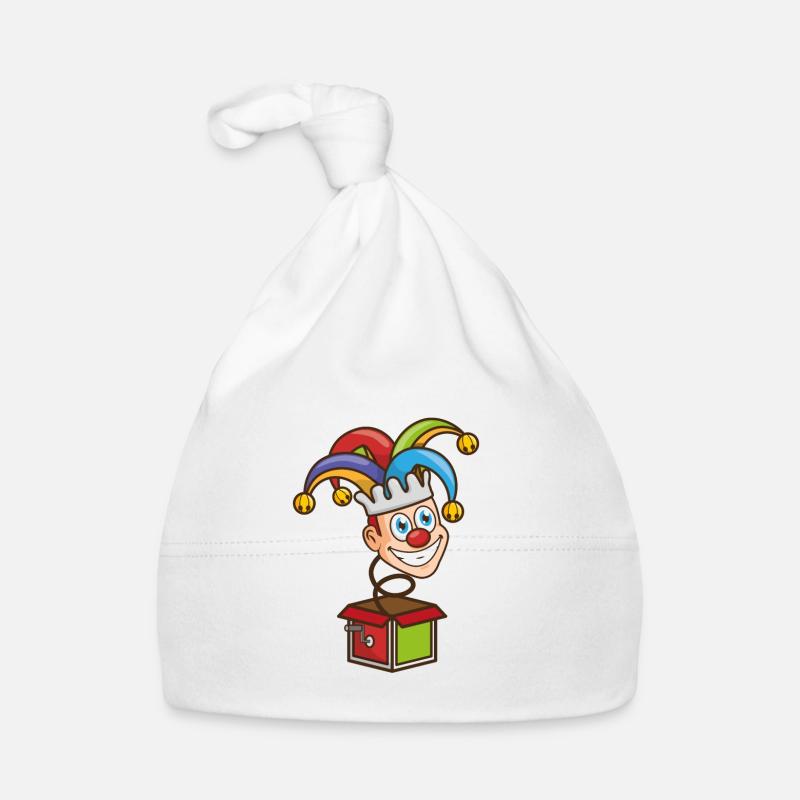 Clown der aus der Box springt Baby Bio-Mütze