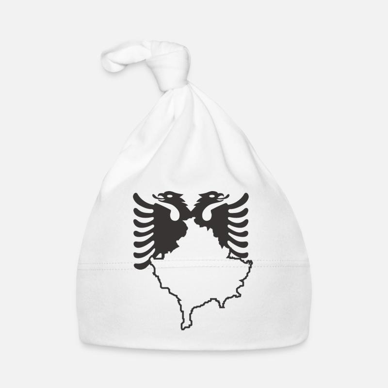 Kosovo - Albanais noir - Bonnet bio Bébé - blanc