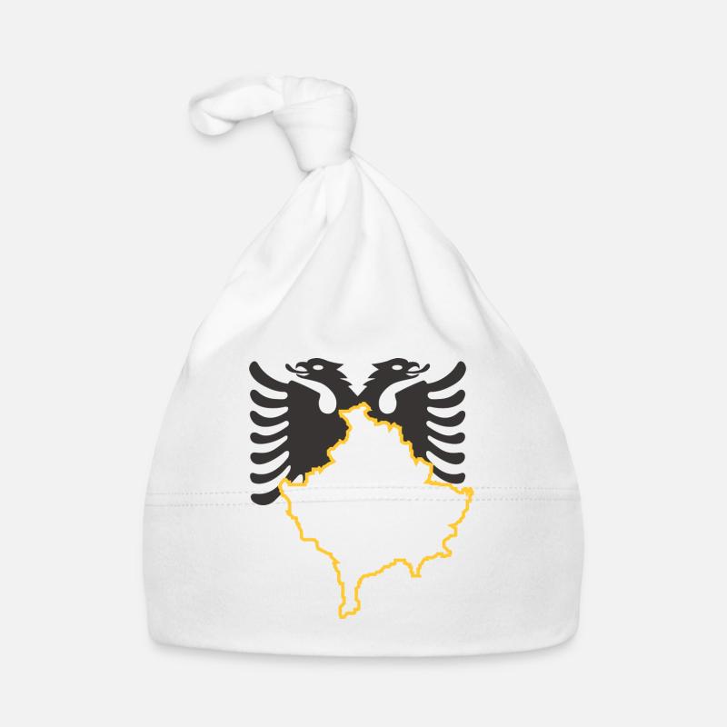 Kosovo - Albanais or - Bonnet bio Bébé - blanc