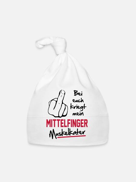 Mittelfinger Muskelkater - Baby Bio-Mütze - Weiß - Vorne